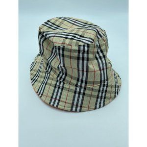 Beige Checkered Design Bucket Hat